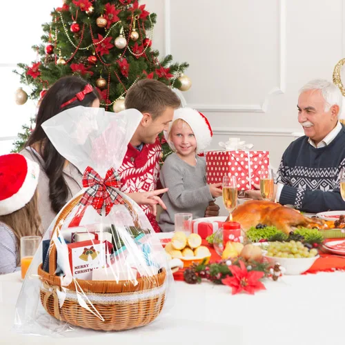 Vista 2 de Labeol 20 piezas Bolsas de Celofán 24x30 Envoltura de Celofán para Cestas de Regalo Bolsas de Regalo Grandes Transparentes Favores de Fiesta Bolsas