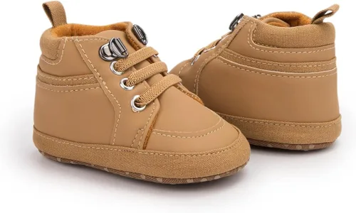 Vista 4 de Zapatos para bebés y niñas, tenis de tobillo alto, antideslizantes, suela suave, para niños pequeños, recién nacidos, primeros pasos, zapatos de cuna