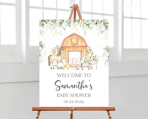 Vista 31 de Letrero de bienvenida con texto en inglés "Oh Boy Safari Animals Baby Show", cartel de bienvenida para baby shower, cartel de bienvenida para baby