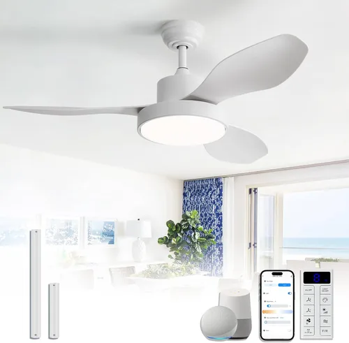 Vista 14 de Sofucor Ventilador de techo de 47 pulgadas con luces de montaje empotrado, modernos ventiladores de techo para exteriores con control remoto, 3CCT