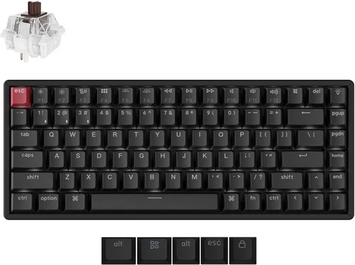 Vista 9 de Keychron K2 75% Layout QMK Teclado mecánico con opciones inalámbricas y con cable Interruptor Super Banana, marco de aluminio con retroiluminación
