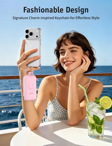Vista 8 de RORRY CharmGo Pro - Cargador portátil de 45 W, batería de 10000 mAh Cuarzo rosa