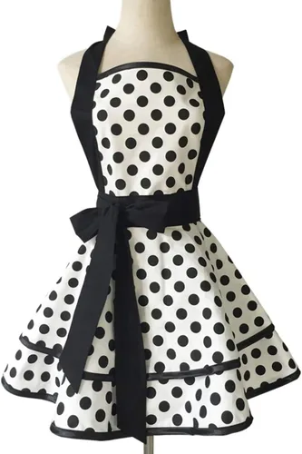 Vista 7 de Hyzrz Delantales retro de algodón hechos a mano para mujeres y niñas, delantal de cocina para tartas, cocina, regalo de madre (negro)