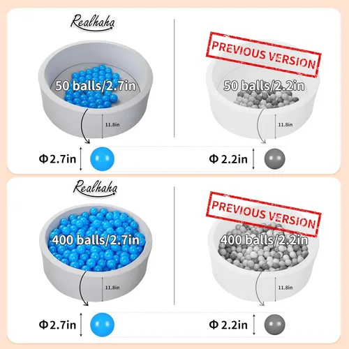 Vista 8 de Realhaha Large Plastic Balls for Ball Pit Kid Playball 50/100count 2.76inch Large Ball Pit Balls for Baby Kids Non Toxic Crushproof Bpa-free