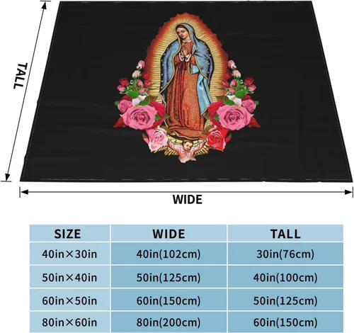 Vista 4 de Manta Virgen María de Nuestra Señora de Guadalupe, suave y acogedora, para sofá, cama, caravana, 40 x 30 pulgadas