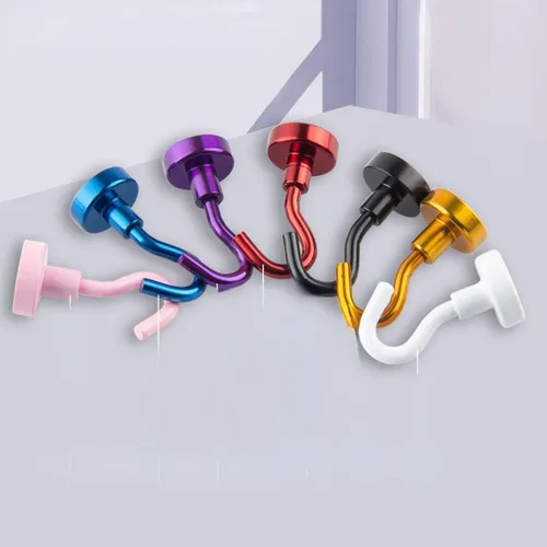 Vista 6 de Paquete de 9 ganchos magnéticos para cabinas de crucero, ganchos magnéticos para colgar en el refrigerador, imanes coloridos resistentes