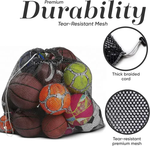 Vista 4 de Mesh Equipment Bag, Adjustable, Cord Closure, 32"x36" and 24”x36” Negro