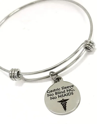 Vista 2 de Pulsera médica de manga gástrica, conciencia de la manga gástrica, joyería de manga gástrica, sin NG ciego, sin AINE, notificación médica