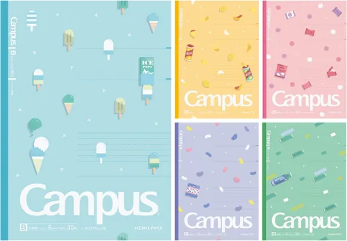 Vista 17 de KOKUYO Cuadernos de composición, paquete de 5 cuadernos Campus Semi-B5 con regla de puntos B de 6 mm, 30 hojas, cuaderno rayado para la escuela