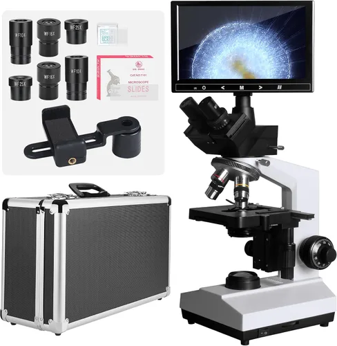 Vista 7 de Infinity-Corrected Polarizing Metallurgical EPI Reflected Illumination Vabiooth Trinocular Microscope 50X-500X Mag, cámara 4K con software