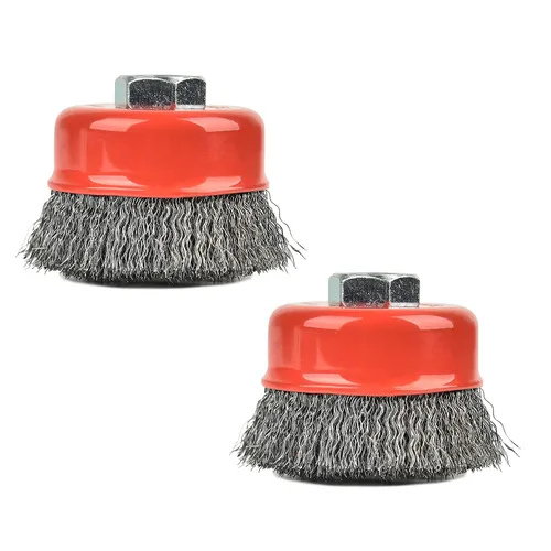 Vista 28 de A A IN Paquete de 2 ruedas de alambre para amoladora angular, cepillo de rueda de alambre de 3 pulgadas con eje roscado de 5/8"-11 para amoladora