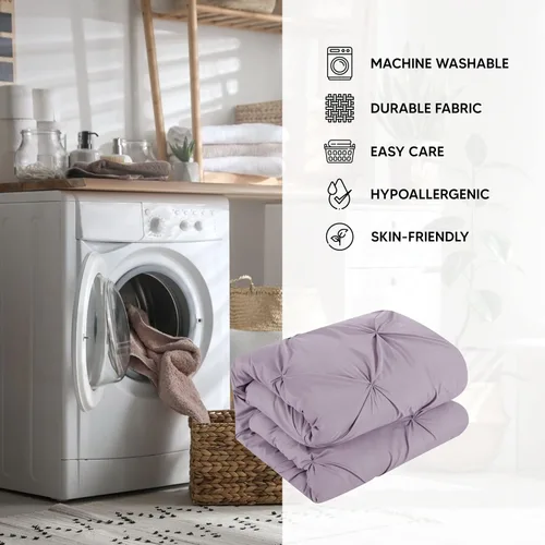 Vista 4 de Chic Home Daya - Juego funda de edredón para cama tamaño king, color beige de 4 piezas