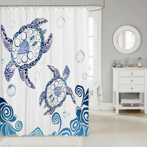 Vista 8 de Cortina de ducha de baño de mármol, cortina de ducha de tela gris y blanca con ganchos, arte único estampado de teñido anudado 3D, accesorios