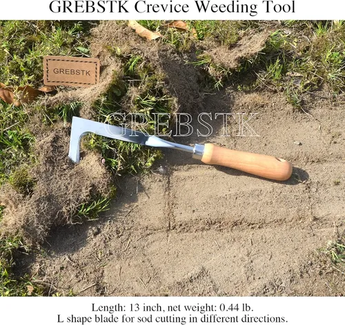 Vista 3 de GREBSTK Herramienta de deshierbe para grietas para grietas, manual de haya, mango de haya, herramienta de jardinería