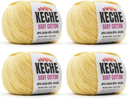 Vista 71 de Keche Hilo de Algodón, 60% Algodón 40% Hilo Acrílico, Hilo de Algodón Suave para Crochet y Tejer, Hilo Amigurumi 1 Madeja/Bola 1.76 Oz (50g) / 180