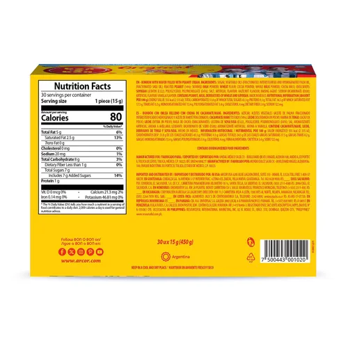 Vista 2 de Bon O Bon Bonbons con Relleno de Crema de Maní y Obleas 450 Grs.