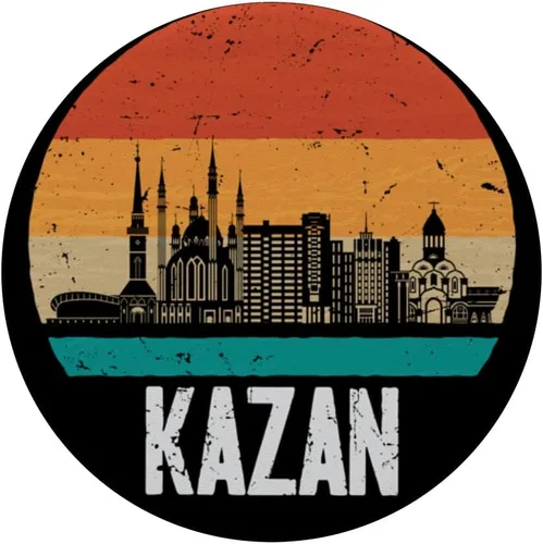 Vista 3 de Kazan Russia Retro Vintage Sunset Skyline Kazan PopSockets Adhesive PopGrip