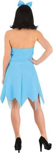 Vista 6 de Flintstones Betty Rubble Costume for Women, Blue Dress Cavewoman Outfit for Stone Age Dress-Up & Halloween