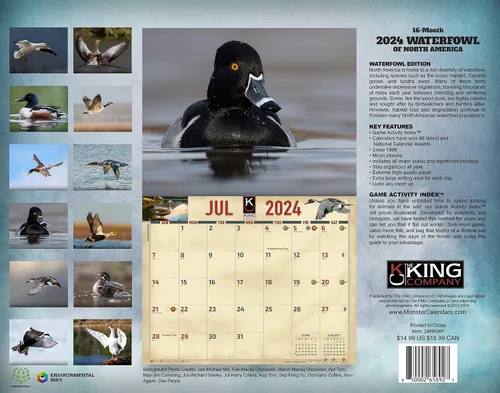 Vista 2 de The KING Company - Calendario de pared de aves acuáticas 2024, tamaño XL, 14 x 22 pulgadas, calendario de gansos de pato por The KING