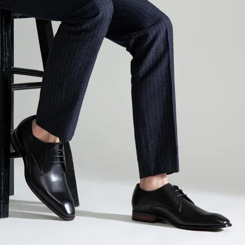 Vista 2 de Jousen Zapatos de vestir para hombre, zapatos de cuero formales Oxford Derby, zapatos de vestir retro Brogue Wingtip para hombres