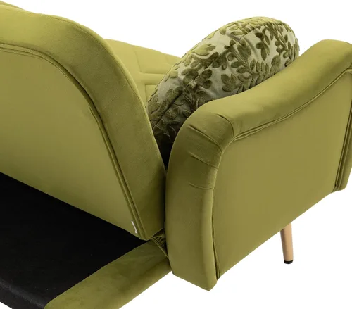 Vista 7 de HomSof Sofá moderno de dos plazas verde oliva para sala de estar con pies de metal y 2 almohadas