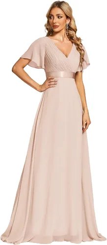 Vista 48 de Ever-Pretty Vestidos formales de mujer para madre de la novia, de manga corta, de chifón, con cintura imperio, de largo hasta el suelo, para dama