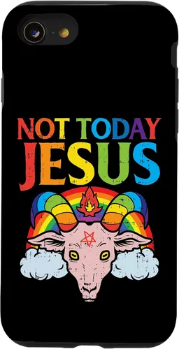 Vista 18 de Today Not Jesus Satan Goat Satanic Rainbow Satanism Gift Case for iPhone 17