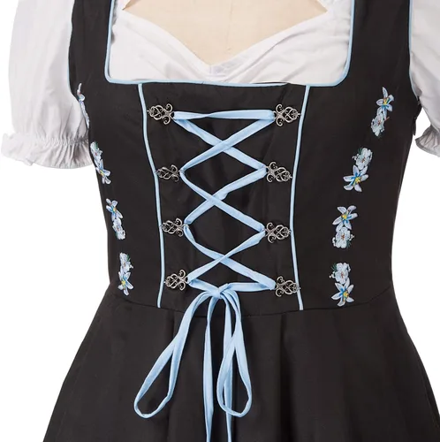 Vista 5 de JASAMBAC - Disfraz de Dirndl alemán para mujer, 3 piezas para Oktoberfest Carnaval