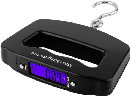 Vista 3 de Meichoon Báscula digital de equipaje de 110 libras110.2 lbs, mini báscula electrónica portátil con gancho de pesca, función de tara, pantalla LCD