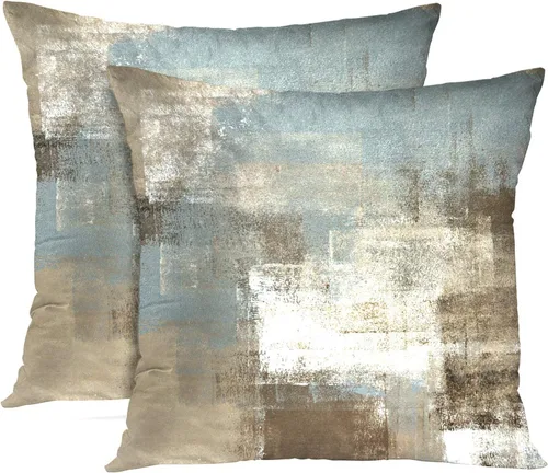 Vista 11 de Britimes Fundas de almohada modernas para decoración del hogar, 16 x 16 pulgadas, juego de 2 fundas de almohada decorativas, fundas de almohada