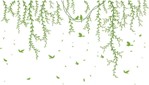 Vista 7 de Calcomanías colgantes de pared de ramas de sauce, calcomanías de pared de hojas de vid verde, calcomanías de pared para despegar y pegar, césped
