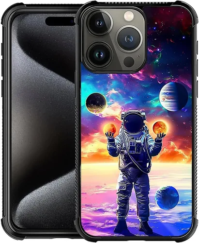 Vista 120 de CARLOCA Funda compatible con iPhone 15, increíble patrón de luz espacial nebulosa para niñas y niños, ultra protección, a prueba de golpes