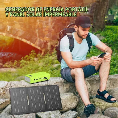 Vista 5 de Powkey - Estación de energía portátil de 24000 mAh con paneles incluidos 30 W Verde+Negro