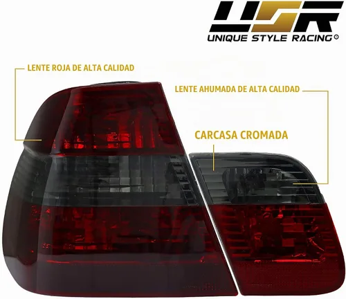Vista 6 de Juego de luces traseras DEPO 02-05 E46 4D - Juego de lámparas traseras estilo OE Euro en humo (izquierda + derecha, interior + exterior) Compatible