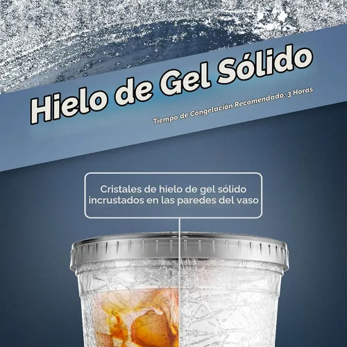 Vista 2 de GALVANOX Taza de café helado congelable con tapa y pajita, vaso térmico reutilizable con funda de agarre (16 onzas)