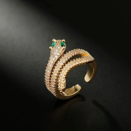 Vista 3 de Winssigma Anillo de serpiente para mujer, anillo de mariposa, anillos de pantera, anillo de cabeza de leopardo, anillo ajustable, Metal