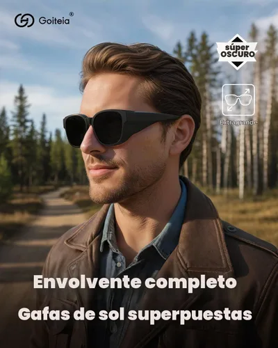 Vista 2 de Goiteia Cataract Sunglasses, Light Sensitivity, CAT4 Dark Fit Over Glasses XXL (5.906 x 2.283 in) súper oscuro - 5% de cobertura extra Vlt