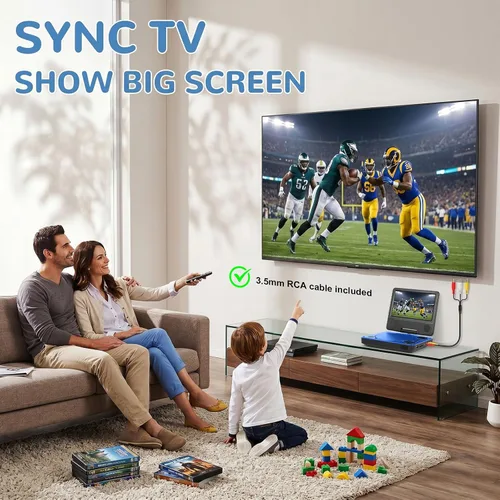 Vista 5 de HotHat Reproductor de DVD portátil de 7.5 "pantalla giratoria HD para niños Azul