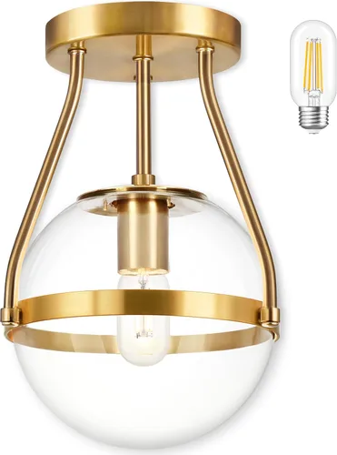 Vista 16 de Bagood Lámpara de techo semiempotrada con forma de globo de mediados de siglo, moderna lámpara de techo de globo de 6" con pantalla de vidrio