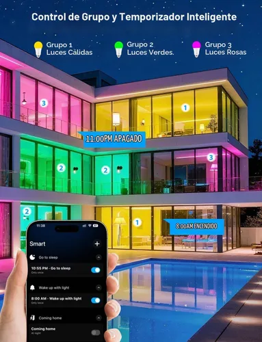 Vista 6 de Bombillas LED inteligentes, bombilla que cambia de color de 9 W, compatible con Alexa y Google Assistant, bombillas Bluetooth WiFi de 2.4 GHz