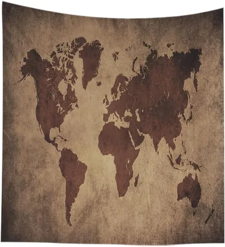 Vista 19 de CAPSCEOLL Tapiz de mapa del mundo para colgar en la pared, tapiz blanco y negro para decoración del hogar, 40 x 30 pulgadas, mapa para habitación