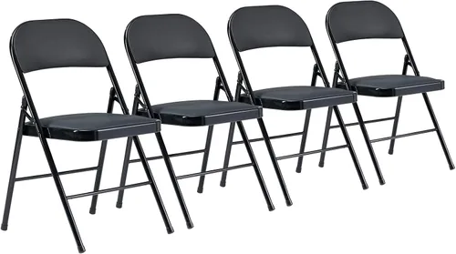 Vista 8 de Ochine Paquete de 4 sillas plegables de PVC acolchadas de metal, sillas plegables de metal para interiores y exteriores, portátil, apilable, asiento