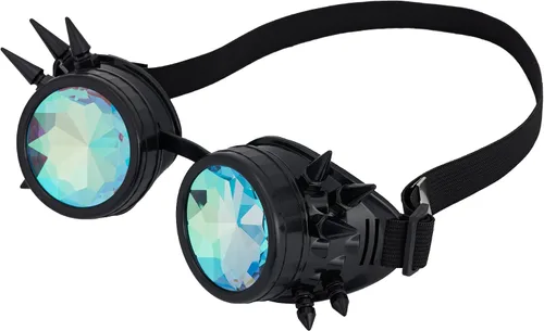 Vista 86 de Gafas caleidoscopio para raves trippy psicodélico steampunk con lentes de cristal de difracción de prisma arcoíris