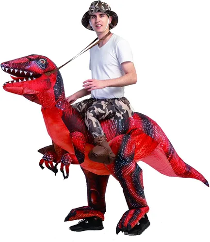 Vista 5 de GOOSH Inflatable Costume for Adults Halloween Costumes Men Women Dinosaur Rider Blow Up Costume for Unisex Godzilla Toy