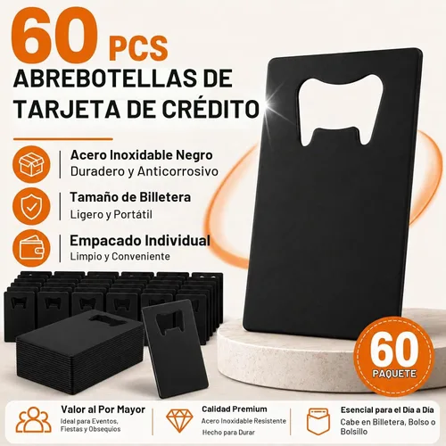 Vista 6 de CYEAH 60 abrebotellas de tarjetas de crédito, abrebotellas de acero inoxidable para póquer y padrinos de boda de póquer de metal, abrebotellas
