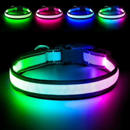 Vista 15 de Flashseen Collar LED para perro, collar de perro con luz recargable por USB, luces más brillantes para caminar por la noche, collar de perro con luz