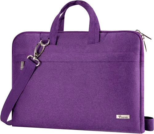 Vista 9 de Voova Bolsa para laptop de 13 14 pulgadas, funda impermeable para computadora con correas para el hombro y asa compatible con MacBook Air 13 Negro
