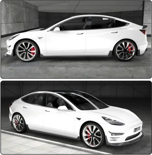 Vista 2 de XTT Faldas laterales para Tesla Model 3 Sedan 2017-2019 Factory Outlet de fibra de carbono CF, paneles basculantes debajo de la puerta, cenefa