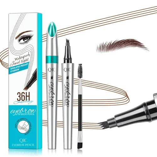 Vista 7 de QIC Lápiz de cejas de 4 puntas, bolígrafo microblading impermeable de larga duración con aplicador de punta de microhorquilla mejorado para cejas