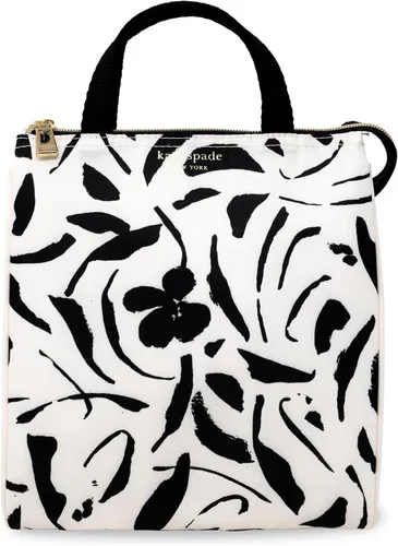 Vista 30 de Kate Spade New York Bolsa de Almuerzo Portátil Suave Refrigeradora, Bolso Térmico con Forro Interior Aislante Plateado y Bolsillo de Almacenamiento